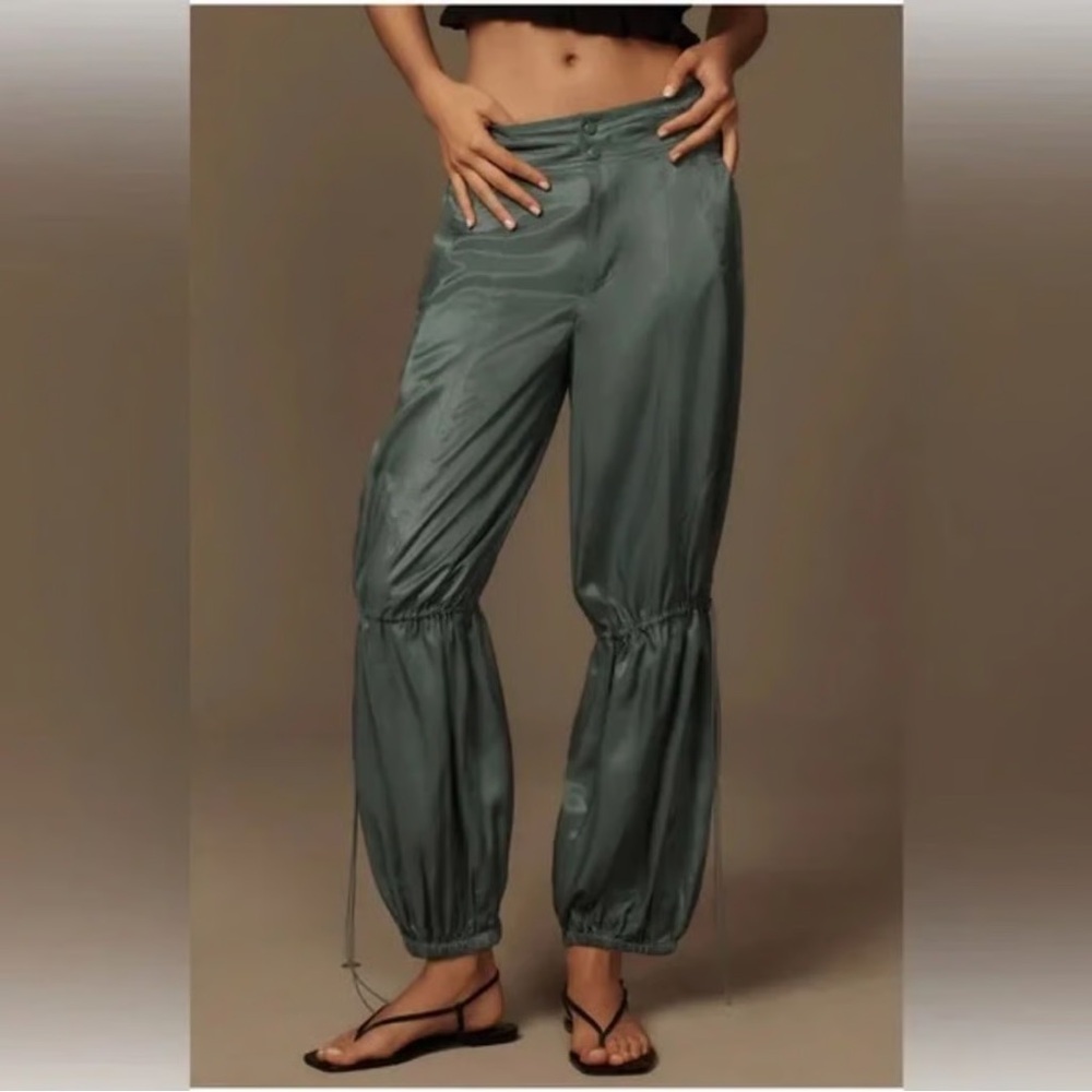 Function & Fringe Edit | Anthropologie Teal Women's Satin Pants